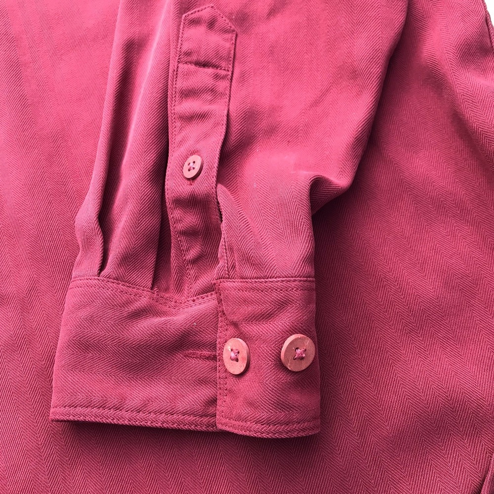 Tommy Bahama Mens Large Rose Red Button Up Shirt Long Sleeve Pocket 100% Silk - Picture 7 of 16